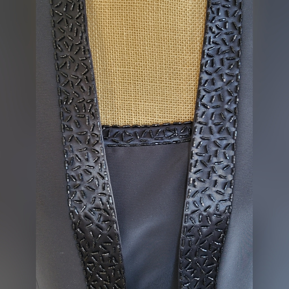 R & M Richards Black Jacket Dress Beaded Lapel Size 8 - Picture 2 of 14